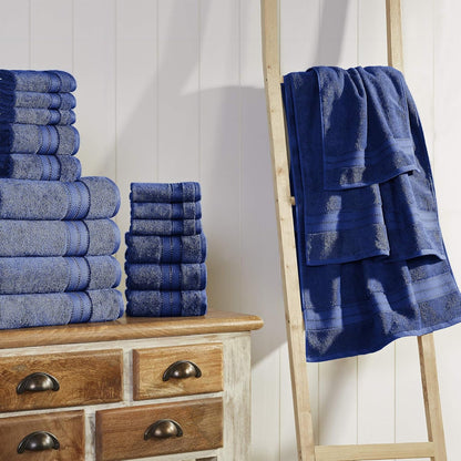 - Spun Loft 18-Piece 100% Combed Cotton Towel Set - Bath Towels, Hand Towels, & Washcloths - Super Absorbent & Quick Dry - 600 GSM - Soft & Plush, Navy