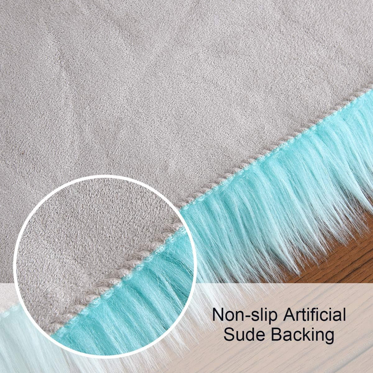 Fluffy Faux Fur Sheepskin Rugs Luxurious Wool Area Rug for Kids Room Bedroom Bedside Living Room Office Home Decor Carpet (3Ft X 5Ft, Light Blue)