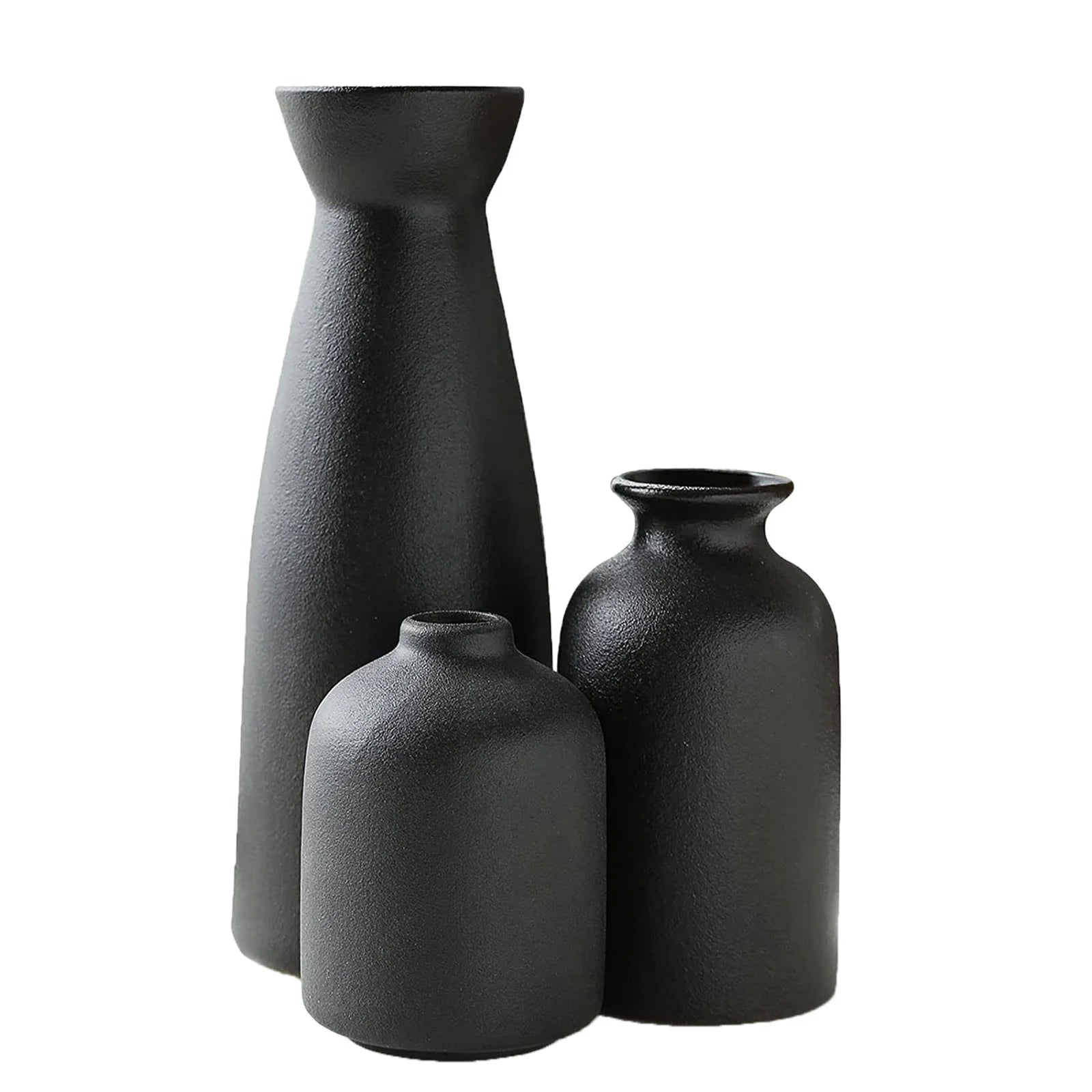 Flower Vase Clearance, Ceramic Vase Set Decoration Household Living Room Flower Arrangement Modern Flower Apparatus Three Piece Set White Vase Decoration Room Decor Black