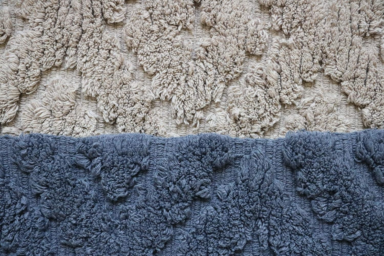 Luxury Cotton Tufted Bath Rug Floor Mat for Spa Vanity Shower Soft Machine Washable Bath Rug for Bathroom/Kitchen Water Absorbent Bedroom Area Rug (Taupe, 21" X 34")