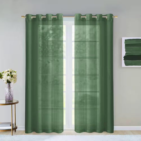 Sage Extra Wide Grommet Sheer Curtain - 55 In. W X 84 In. L