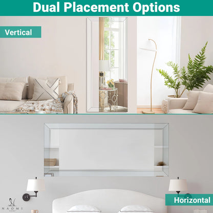 Mirrored Bevel Floor Mirror 70" X 30" by