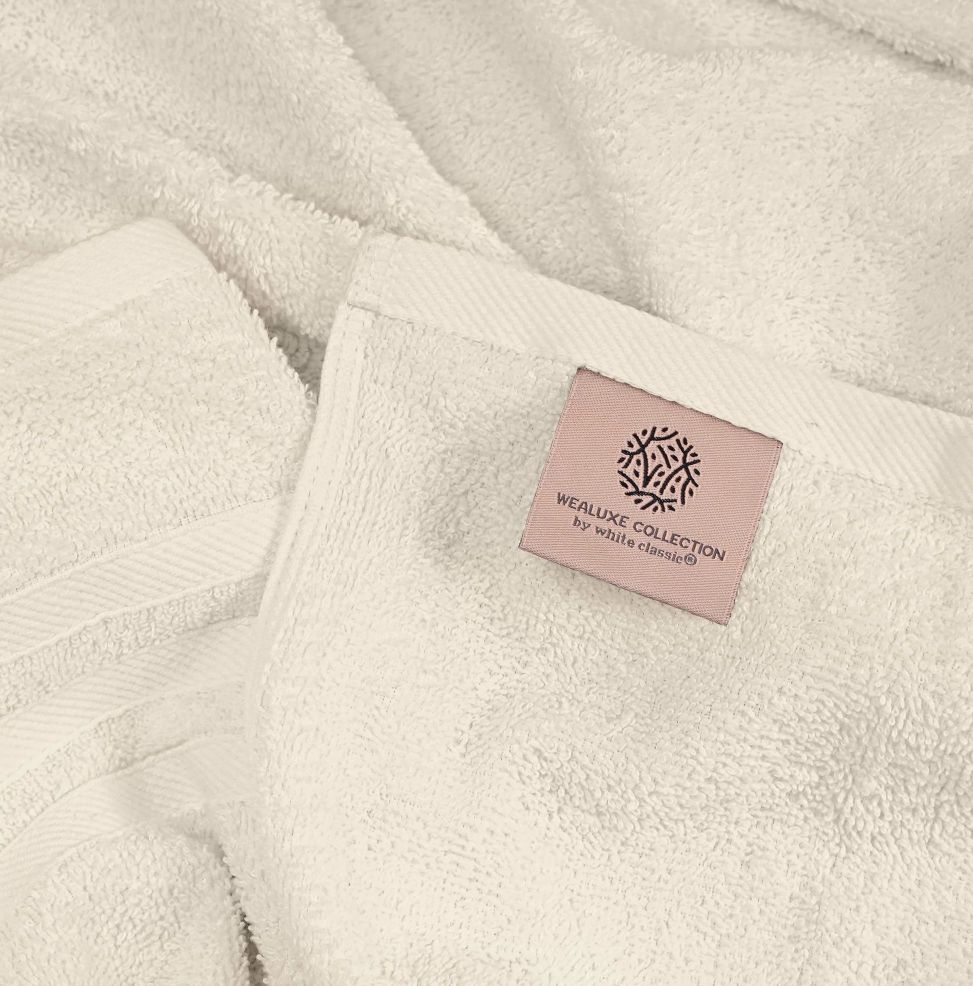 12 Piece Bath Towel Set for Bathroom - Wealuxe Collection 2 Bath Towels, 4 Hand Towels, 6 Washcloths 100% Cotton Soft and Plush Highly Absorbent, Soft Towel for Hotel & Spa - Ivory