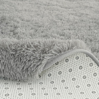 Fluffy round Rug for Kids Room, Soft Circle Area Rugs for Girls Bedroom, Cute Princess Castle Nursery Rug Shaggy Circular Carpet for Teens Girls Baby Bedroom Home Decor, 4 X 4 Feet Grey