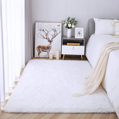Luxury Fluffy Rugs Ultra Soft Shag Rug for Bedroom Living Room Kids Room,6'X9',White