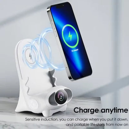 Magnetic Mini Chair Wireless Fast Charger Phone Stand Holder Upgraded Wireless Charging Station Phone with Speaker Function