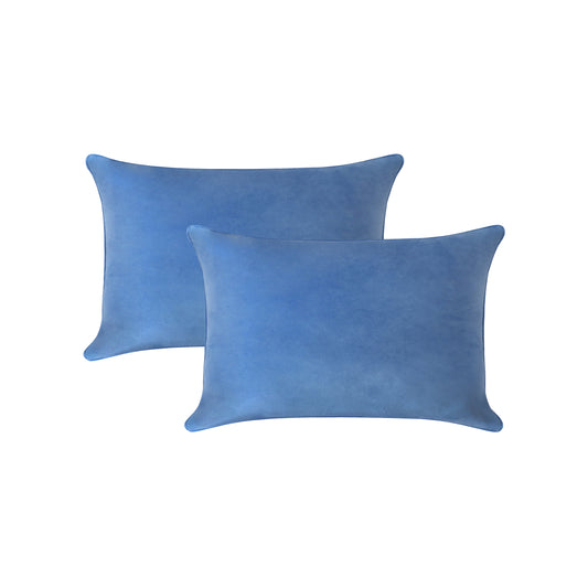 A1HC Decorative Velvet Throw Pillow Covers 12X20 Inches (Pack of 2, Prussian Blue) Fine Soft Solid Cushion Covers for Indoor, Couch, Sofa, Chairs, Bed Etc.