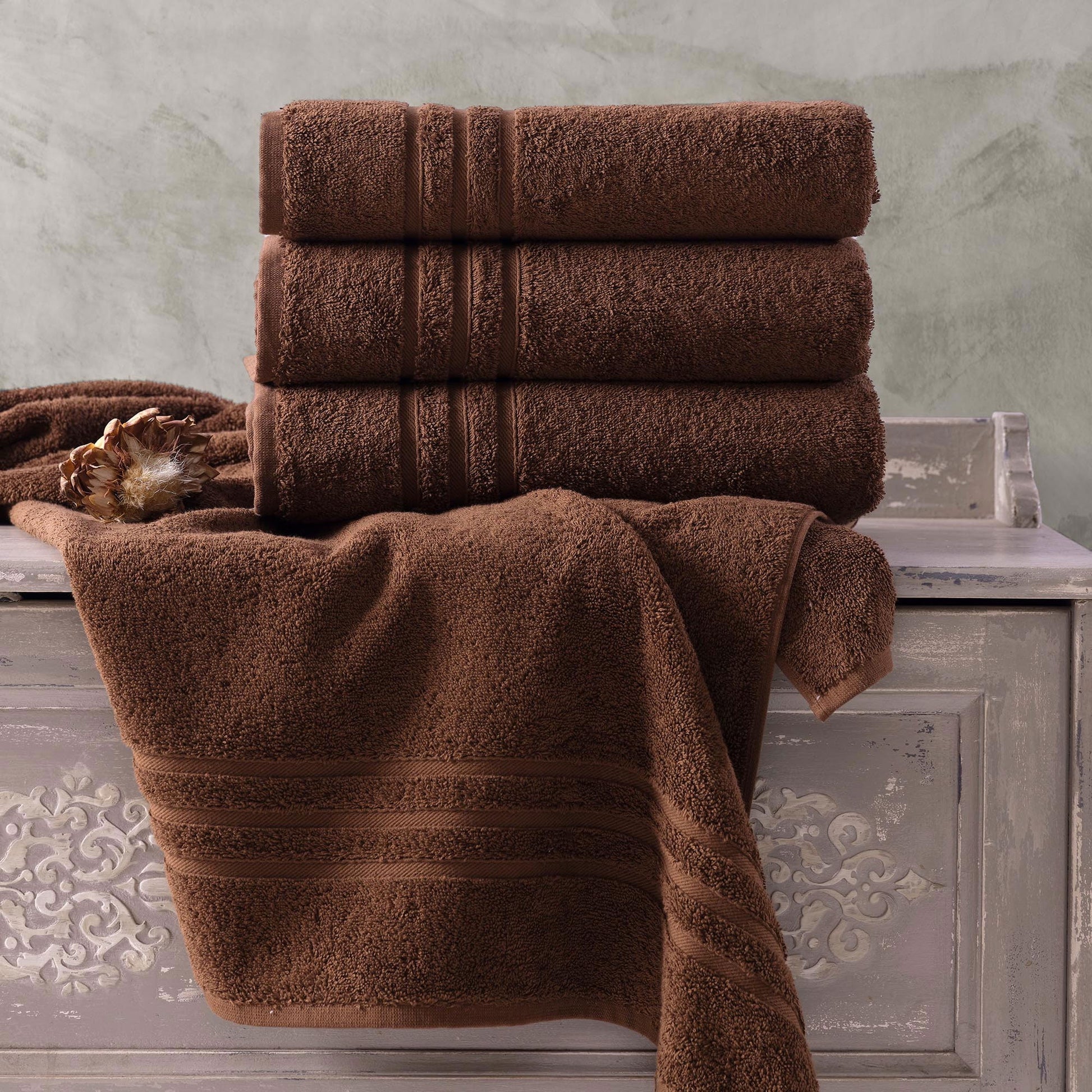 Jumbo Large Bath Sheets Towels 2 Pack Soft and Absorbent, 100% Cotton Towels (Brown, Bath Sheet)