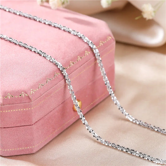 Authentic Italian S925 Sterling Silver Necklace Sparkling Clavicle Chain Sweater Chain High Jewelry for Woman Charm Jewelry Gift