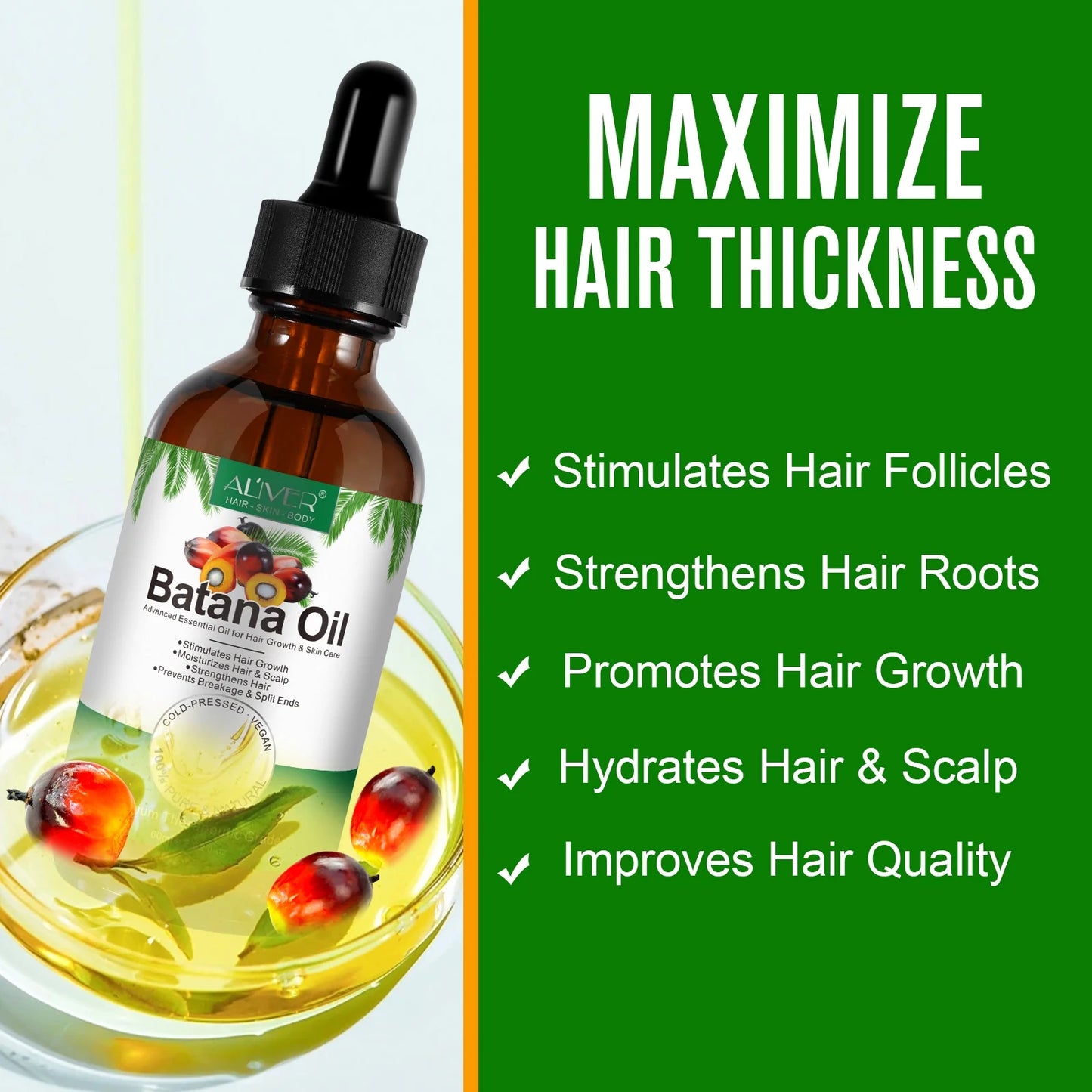 Batana Oil-Natural Conditioner-Moisturizes Hair & Scalp-100% Pure & Natural Organic Essential Oil for Hair,Skin-4.04 Fl.Oz