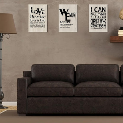 USA Design Wooden Inspirational Wall Art Scripture Decorative Sign Christian Motivational Prints Home Farmhouse Retro Poster Office Room Bedroom Decorations (I Can Do All Things)