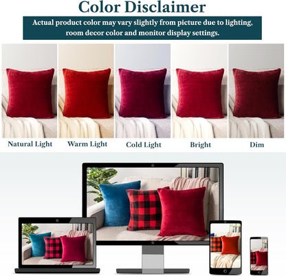 Maroon Red Throw Pillow Covers 20X20 Set of 2, Decorative Pillow Cases for Bed Sofa Couch, Boho Aesthetic Accent Decor Cushion Bedroom Living Room, Velvet Square Euro Sham Covers, Burgundy Red