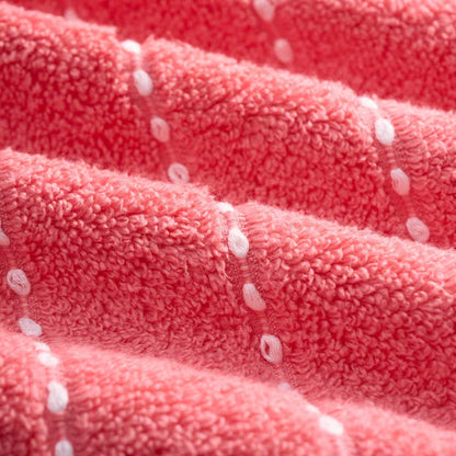 Luxurious Plush 6-Piece Pink Coral Striped 100% Cotton Bath Towel Set