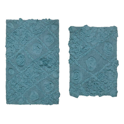 Modesto Bath Rug 100% Cotton Bath Rugs Set, 2-Piece Set(S+M), Blue