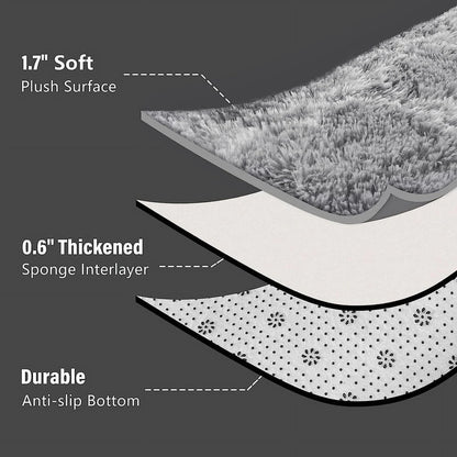 Shag Geometric Area Rug Plush Fluffy Rugs Soft Moroccan Carpets for Bedroom Living Room Home Decor Mat,6'X9',Light Grey/White