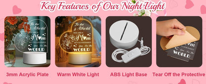 Mothers Day Gifts for Mom from Daughter Son Kids, Engraved Night Light Lamp Gift