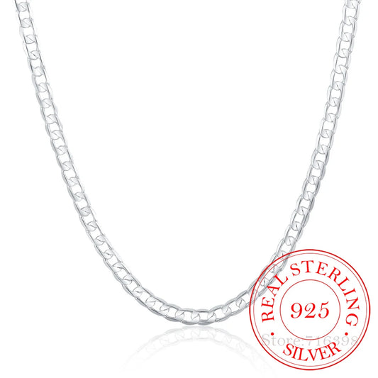 6MM 16Inch-24Inch Curb Chain Necklaces Silver Jewelry Men Necklace 925 Sterling Silver Necklace Colar Men Jewelry Accessories