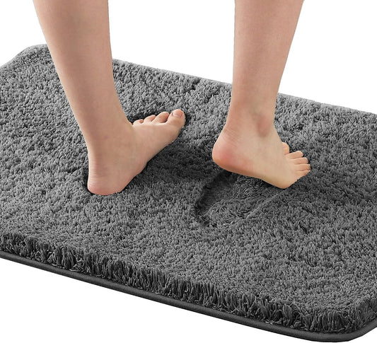 Bathroom Rug Tufted Bath Rug Bath Mat Non Slip Area Rug 20" X 32" Extra Soft Thick Absorbent Shaggy Kitchen Rug Indoor Mat Microfiber Bath Mat for Bathroom Fast Dry - Grey