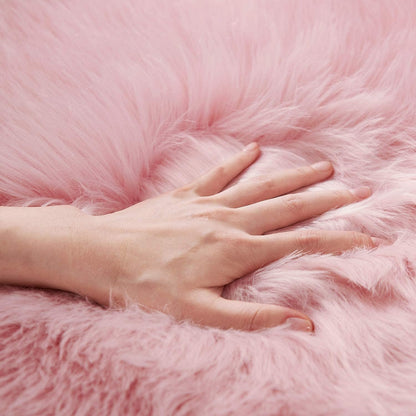 Ultra Soft Faux Fur Area Rug Pink Fluffy Rug Plush Chair Cover Seat Pad Fuzzy Carpet Furry beside Rugs for Bedroom Floor Sofa Living Room 2X4 Feet (Rectangular,Pink)