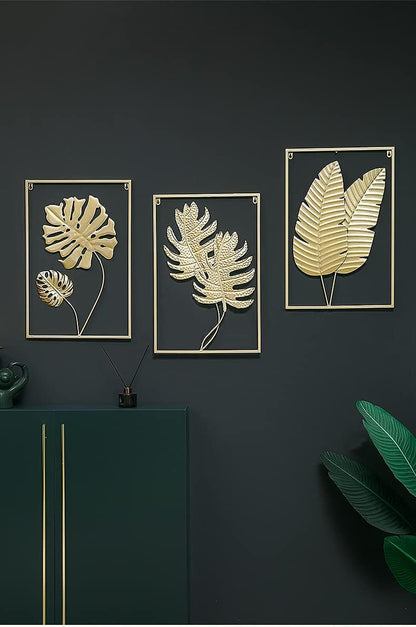 Gold Metal Wall Decor, 16" X 24" Gold Metal Leaf Wall Art, Wall Sculptures for Living Room, Home, Dining Room