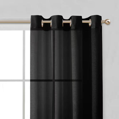 Black Solid Grommet Sheer Curtain - 55 In. W X 84 In. L (Set of 2)