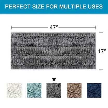 Vibrant Striped Bath Rug, Absorbent, Machine Washable, Pack of 2 (20"" X 32""/17"" X 24"") Gray