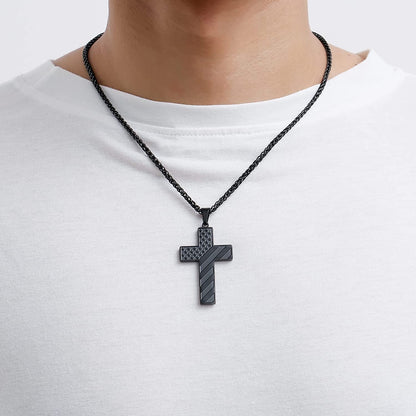 USA American Flag Patriotic 4Th of July Outfit Decoration Jewelry Gifts Stuff Accessories for Men Boys Kids Teen Teenage Dad Husband Grandpa Son Brother Boyfriend Preteen Tween Age Cross Necklace