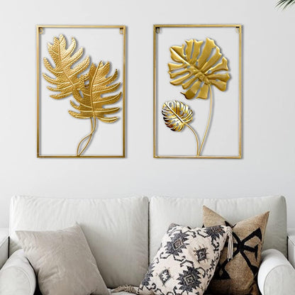 Gold Metal Wall Decor, 16" X 24" Gold Metal Leaf Wall Art, Wall Sculptures for Living Room, Home, Dining Room