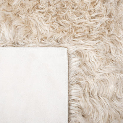 Faux Sheep Skin Collection 2' X 3' Beige FSS235K Silken Glam 2.35-Inch Thick Accent Rug