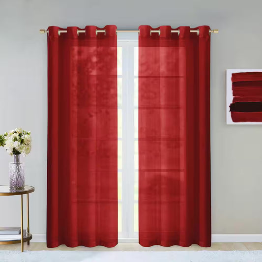 Red Extra Wide Grommet Sheer Curtain - 55 In. W X 84 In. L