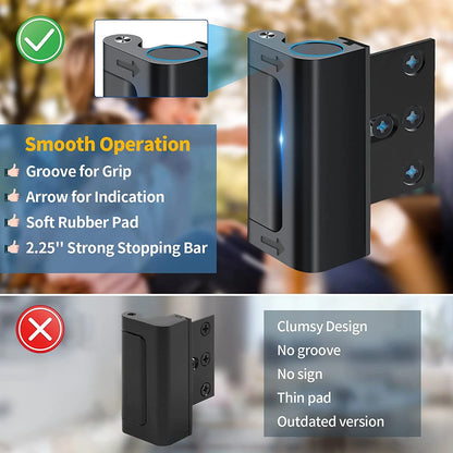 Home Security Door Lock Reinforcement Safety Latch Extra Front Doors Security Devices Withstand 800 Lbs, anti Door Kick in Security Protector for Door Inside, Child Proof Aluminum Door Locks