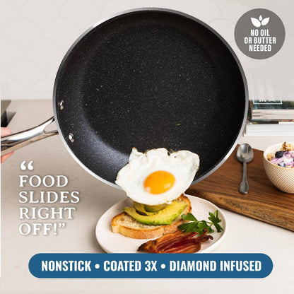 15-Piece Aluminum Ultra-Durable Non-Stick Diamond Infused Cookware and Bakeware Set in Red