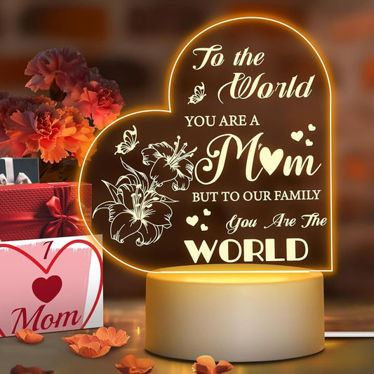 Mothers Day Gifts for Mom from Daughter Son Kids, Engraved Night Light Lamp Gift