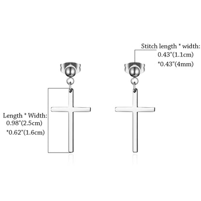 Trendy Men Pearl Cross Earrings Stainelss Steel Silver Color Earring for Female 1Pairs Bijoux Jewelry Aros Mujer Oreja