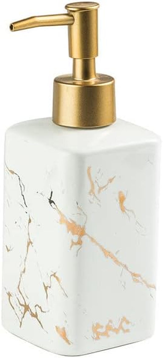 Soap Dispenser, Ceramic Marble Pattern Bathroom Accessories Hand Soap Dispensers Lotion Dispenser for Birthday Gift, Housewarming Gift, Home Decoration (E)