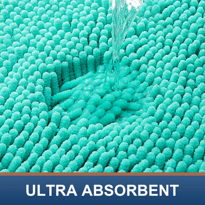 Luxury Chenille Bathroom Rugs, Extra Soft and Absorbent Bath Mat, Turquoise, 20"X30"