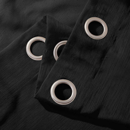 Black Solid Grommet Sheer Curtain - 55 In. W X 84 In. L (Set of 2)