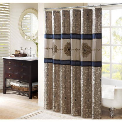 Blaine Navy 72 In. Embroidered Shower Curtain