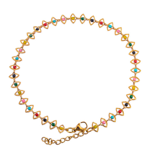 Stainless Steel Hand Chain Bracelet Color Eye Shape Creative DIY High Quality Men'S and Women'S Jewelry