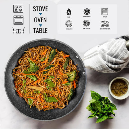 15-Piece Aluminum Ultra-Durable Non-Stick Diamond Infused Cookware and Bakeware Set in Red