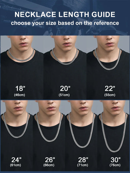 Curb Cuban Link Chain Necklaces for Men Jewelry 28Inch Stainless Steel Colar Silver Color