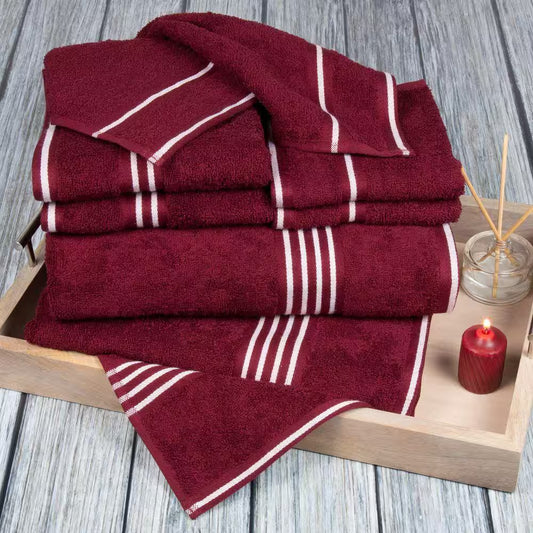 Rio 8-Piece Red Solid Cotton Bath Towel Set