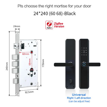 TUYA Zigbee Inteligente Electronic Smart Digital Biometric Fingerprint Door Lock Wireless Keyless for Home