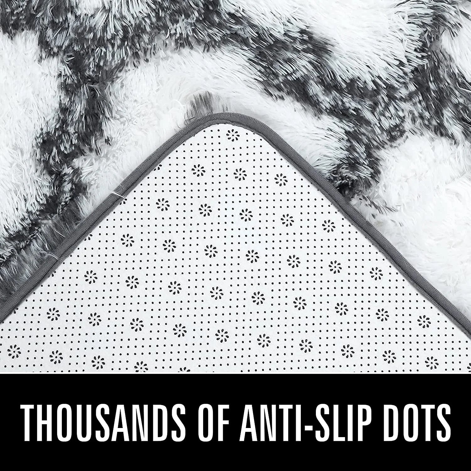 Shag Geometric Area Rug Plush Fluffy Rugs Soft Moroccan Carpets for Bedroom Living Room Home Decor Mat,6'X9',White/Black