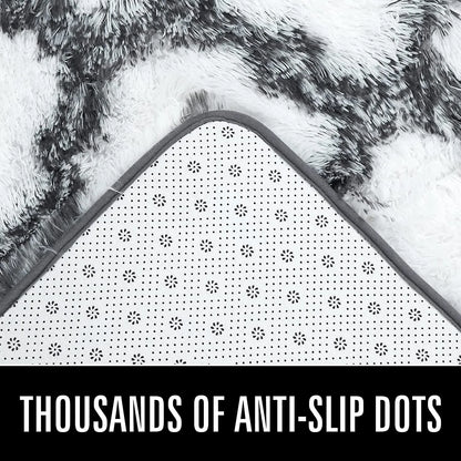 Shag Geometric Area Rug Plush Fluffy Rugs Soft Moroccan Carpets for Bedroom Living Room Home Decor Mat,6'X9',White/Black