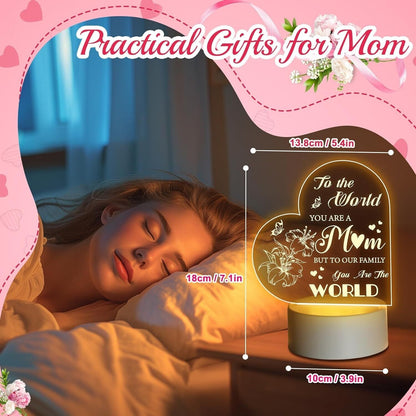 Mothers Day Gifts for Mom from Daughter Son Kids, Engraved Night Light Lamp Gift