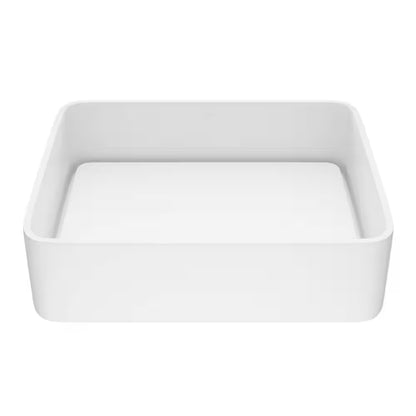 Jasmine Modern White Matte Stone 18 In. L X 15 In. W X 5 In. H Rectangular Vessel Bathroom Sink