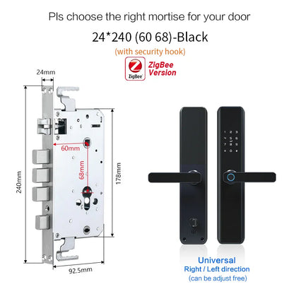 TUYA Zigbee Inteligente Electronic Smart Digital Biometric Fingerprint Door Lock Wireless Keyless for Home