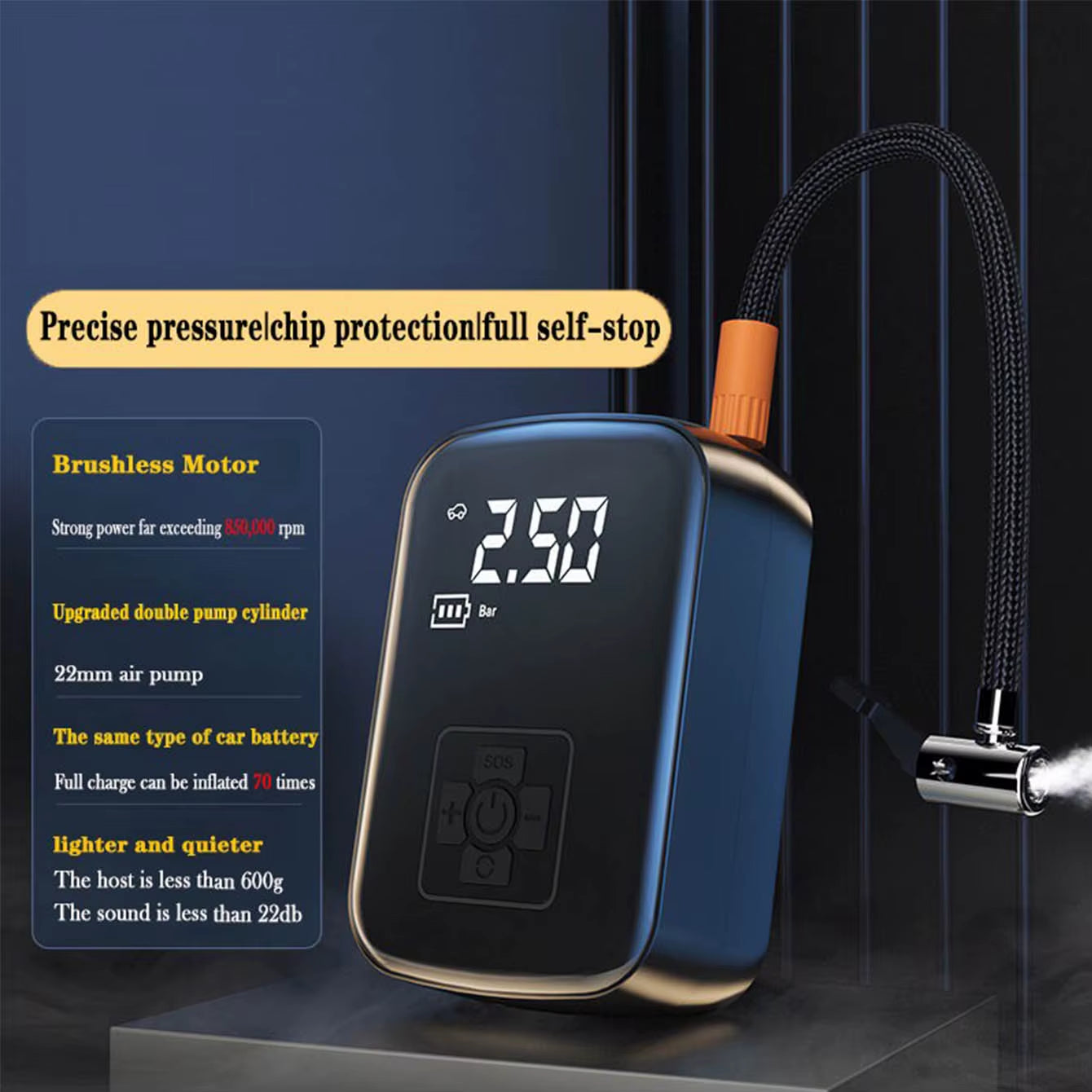Tire Inflation Pump, Car Air Compressor, Micro Car Inflation Pump, Digital Air Compressor for Cars, Motorcycles, Bicycles