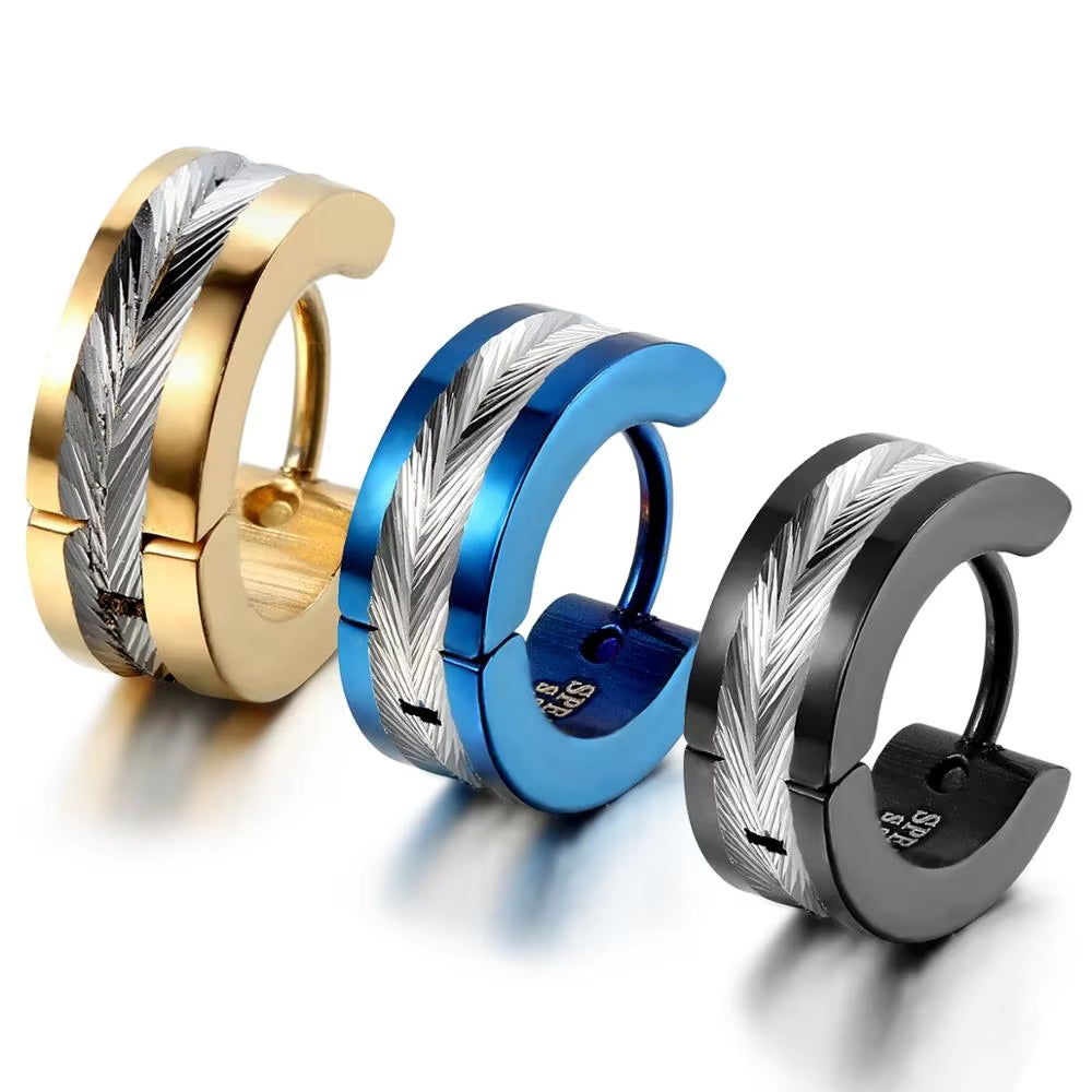 Fashion Earrings Men'S round Stainless Steel Earrings Rock Style Punk Circle Stud Earrings for Men Male Jewelry Accessories